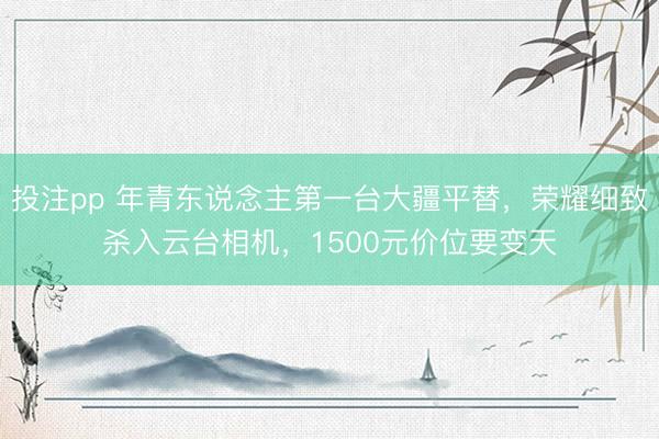 投注pp 年青东说念主第一台大疆平替，荣耀细致杀入云台相机，1500元价位要变天