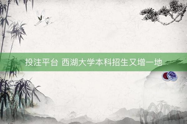投注平台 西湖大学本科招生又增一地