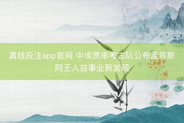 真钱投注app官网 中埃贯串考古队公布孟菲斯阿王人兹事业新发现