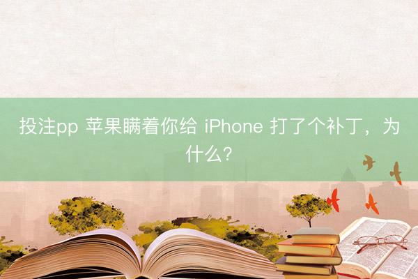投注pp 苹果瞒着你给 iPhone 打了个补丁，为什么？